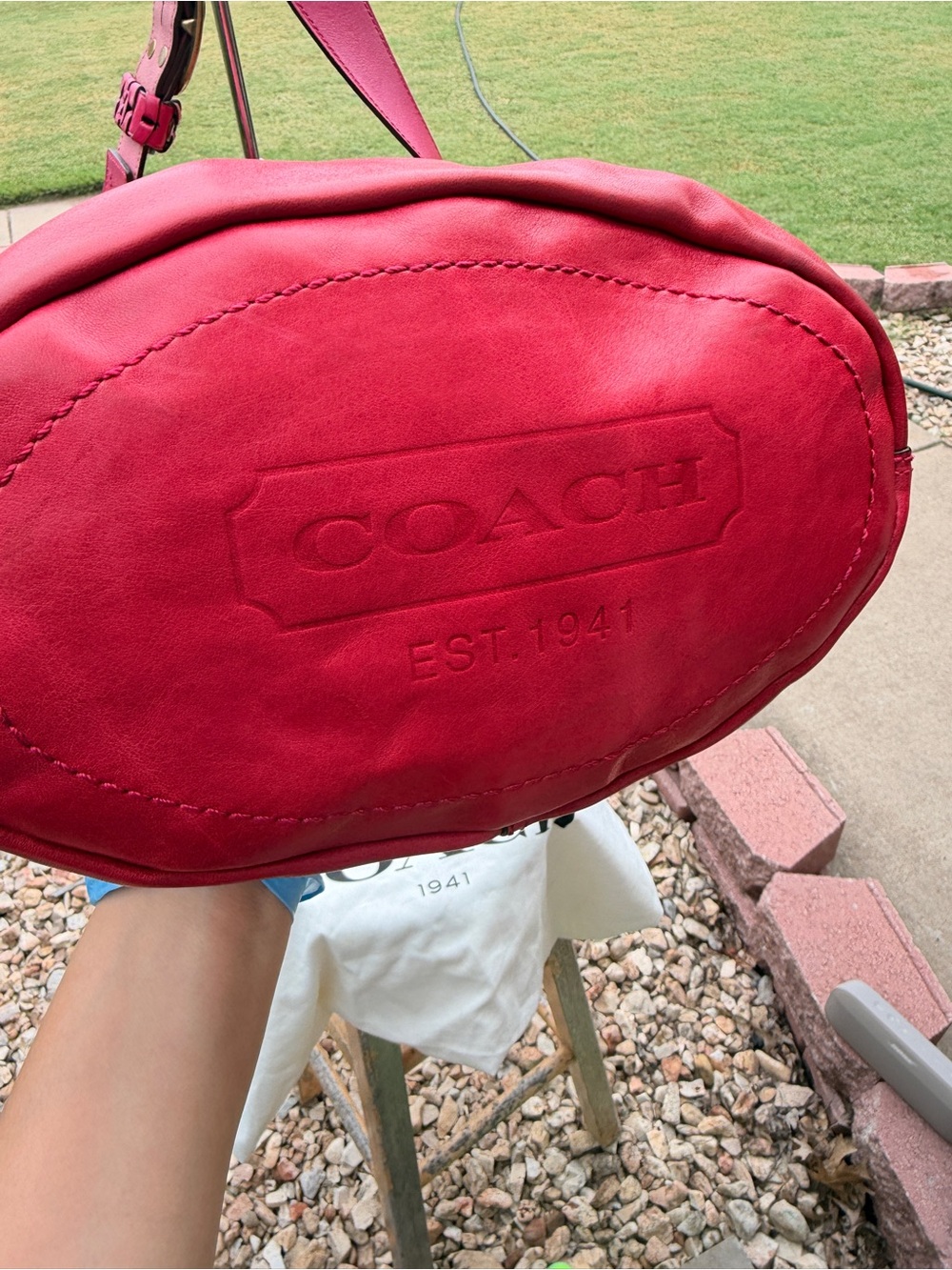 Vintage Y2K Coach #11423 Bleecker Tattersall Large Hot Pink Bucket Bag with - Picture 2 of 16